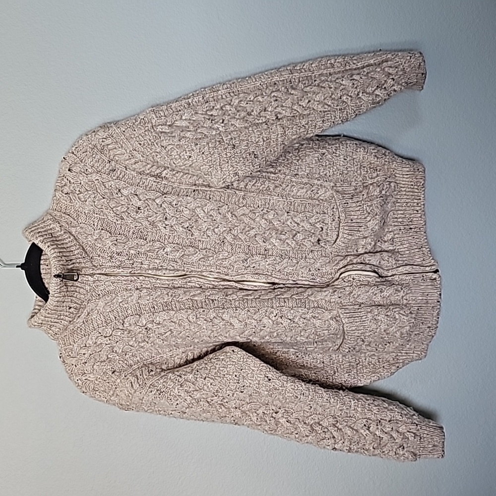 Shannon woolen Mills 100% Pure New Wool Chunky Zip Up Mock Neck Jacket Large